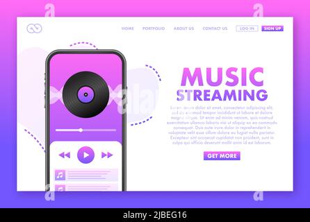 Flat music streaming. Vector abstract illustration. Abstract background Stock Vector