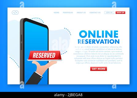 Online reservation table in restaurant. Isometric vector. Vector digital art design Stock Vector
