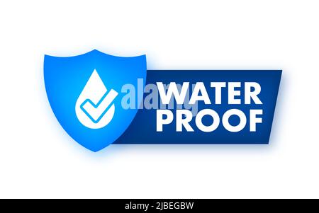 Flat icon with water proof on dust background. Flat blue vector icon. Stock Vector