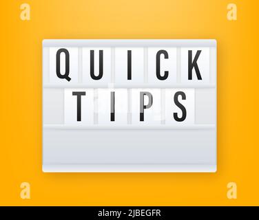 3D lightbox business concept with text quick tips. Vector illustration Stock Vector