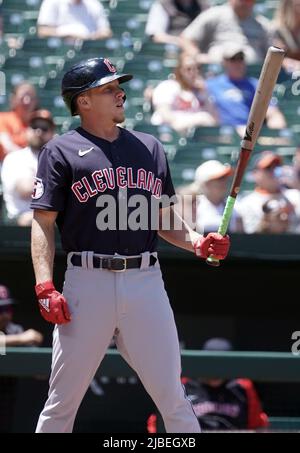 Baltimore, USA. 05th June, 2022. BALTIMORE, MD - JUNE 05: Baltimore Orioles  starting pitcher Dean Kremer (64) sends one down during a MLB game between  the Baltimore Orioles and the Cleveland Guardians