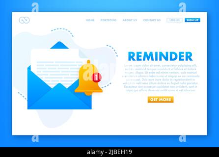 Enable reminder notification. Email notification. Message alert. Vector stock illustration. Stock Vector