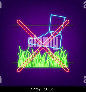 Do on green background. Red sign forbidden. neon icon Stock Vector