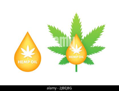 Design vector. Realistic flat hemp oil design. Web banner Stock Vector