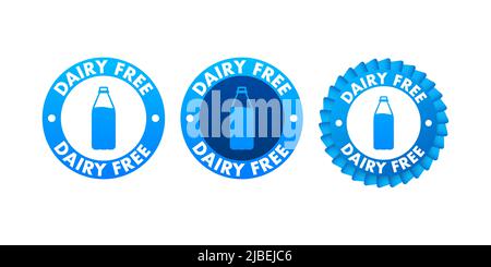 Dairy free badge logo, icon. Fresh organic vegetable. Vector design Stock Vector