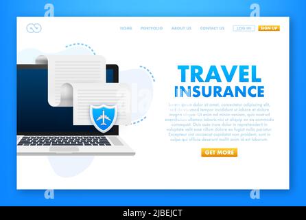 Travel insurance in flat style. Isometric vector illustration. Health insurance concept Stock Vector