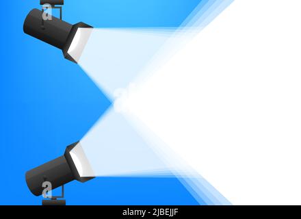 Abstract mockup with blue projecton white background for banner design. Abstract blue light effect backgroun Stock Vector
