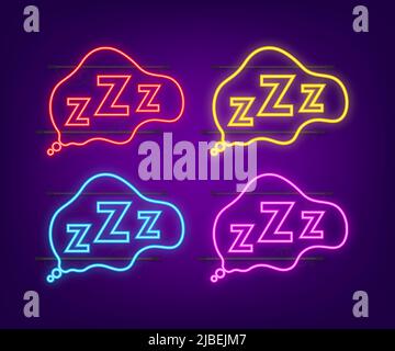 Zzz sign in flat style. Bedtime concept. neon icon. Flat illustration Stock Vector