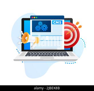 CMS Content Management System word cloud, vector business concept background. Cloud storage icon Stock Vector