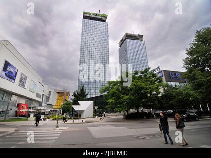 Raiffeisen BANK (iPoslovnica) in modern buildings in Sarajevo, Bosnia and Herzegovina. Stock Photo