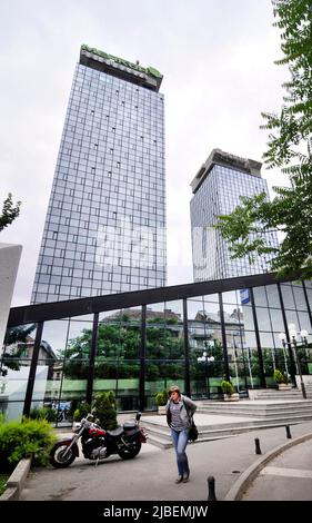 Raiffeisen BANK (iPoslovnica) in modern buildings in Sarajevo, Bosnia and Herzegovina. Stock Photo