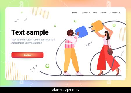 businesspeople connecting electrical plug with socket business connection new project startup concept Stock Vector