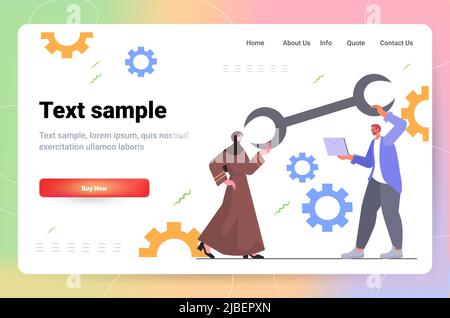 developers team carrying wrench programmers creating website ui web development program software optimization Stock Vector