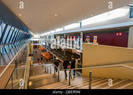 Natural light fills the interior of the 2001 modern additions to the Sydney Concervatorium of Music in New South Wales, Australia Stock Photo