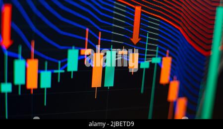 Economy trends background for business idea . Financial graph on technology abstract background represent financial crisis Stock Photo