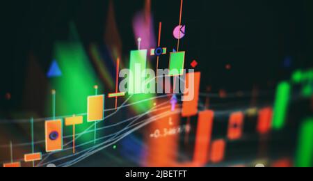 Analyzing financial statistics and analyzing a market data. Data analyzing from charts and graph Stock Photo