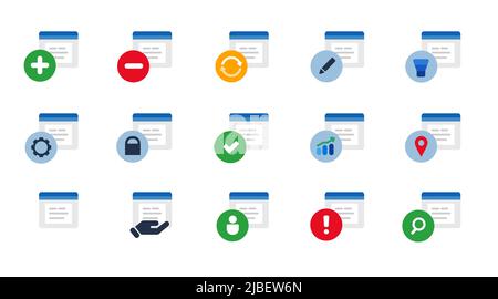 Document text editor blogging writing icon set collection blue vector Stock Vector
