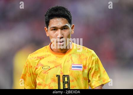 Hanoi, Vietnam. 22nd May, 2022. Weerathep Pomphun of Thailand seen during the Sea Games 2022 match between Thailand and Vietnam at My Dinh National Stadium. Final score; Thailand 0:1 Vietnam. (Photo by Amphol Thongmueangluang/SOPA Images/Sipa USA) Credit: Sipa USA/Alamy Live News Stock Photo