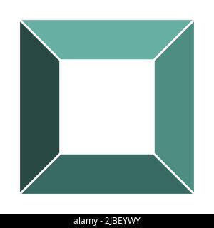 Square infographic template icon. Graphic symbol layout, green on white background. 4 separated steps diagram. Simple multicolored flat design vector Stock Vector