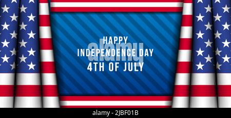 happy independence day 4th of july background with realistic american flags Stock Vector