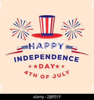 independence day 4th of july illustration with hat of uncle sam Stock Vector