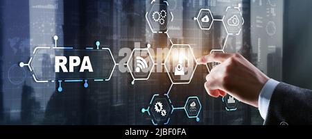 RPA. Robotic process automation concept on virtual screen Stock Photo