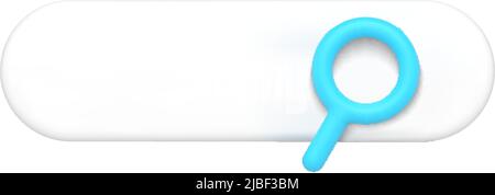 Minimalist searching bar internet website navigational string blue magnifier front view realistic 3d icon vector illustration. Browsing cyberspace tex Stock Vector