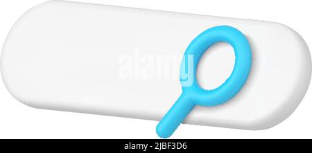 Internet searching digital field website browsing information with magnifying glass diagonal 3d icon vector illustration. Online web data finding stri Stock Vector