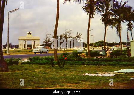 Black Star Gate was constructed in 1961 on Independence Square in Accra, Ghana. This image was taken shortly after it was completed. Stock Photo