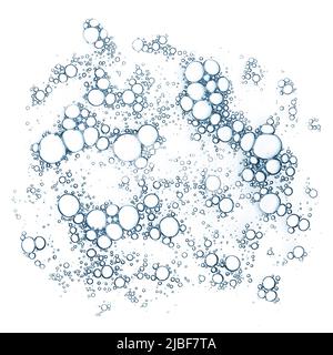 Air bubbles in liquid serum macro isolated on white background top view Stock Photo