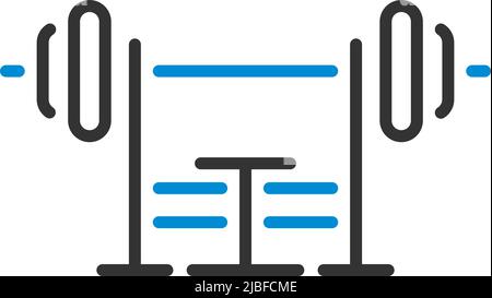 Icon Of Bench With Barbell. Editable Bold Outline With Color Fill Design. Vector Illustration. Stock Vector