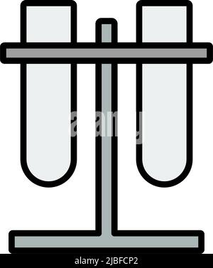 Lab Flasks Attached To Stand Icon. Editable Bold Outline With Color Fill Design. Vector Illustration. Stock Vector