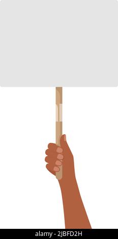 Hand holding blank placard. Demonstration and protest concept. Vector illustration Stock Vector