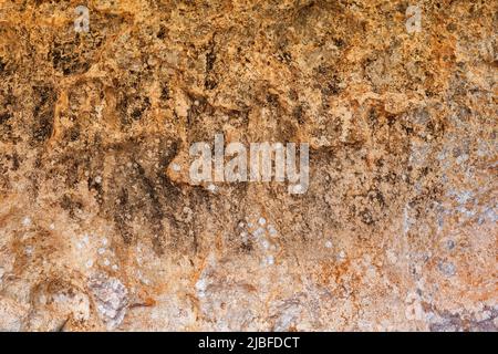 Ancient megalithic stone background or texture, old prehistoric megalith from globigerina limestone in the Hagar Qim temple on Malta island. Stock Photo