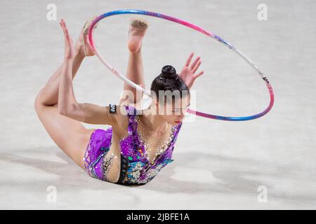 Pesaro, Italy, 05/06/2022, Sofia Raffaelli (ITA) Hoop Finals June 05, 2022 Rhythmic Gymnastics World Cup at Vitrifrigo Arena, Pesaro, Italy Credit: Enrico Calderoni/AFLO SPORT/Alamy Live News Stock Photo