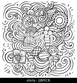 Colombia hand drawn cartoon doodles illustration. Stock Vector