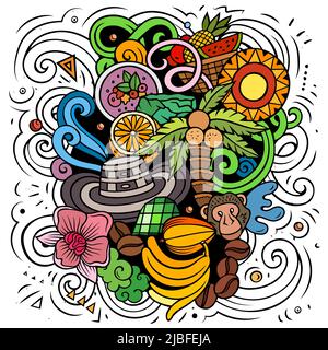 Colombia hand drawn cartoon doodles illustration. Stock Vector