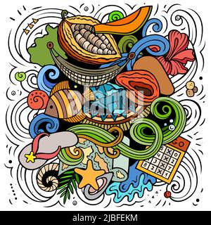 Dominican Republic hand drawn cartoon doodle illustration. Funny local design. Stock Vector
