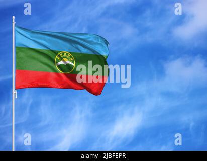 Flag Of Karachay Cherkessia On A Flagpole Stock Photo - Alamy