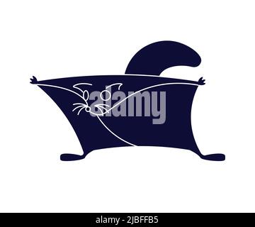 Cute black flying squirrel in flight , stylized pet Stock Vector