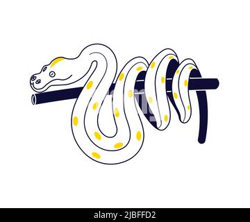 Cute boa on tree branch, stylized pet isolated Stock Vector