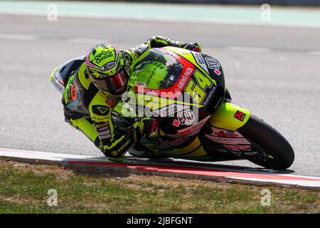 Fermin Aldeguer from Spain of Lightech Speed Up with Boscoscuro during the Moto2 free practice of  Gran Premi Monster energy de Catalunya at Circuit d Stock Photo