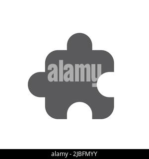 Jigsaw puzzle part black vector icon. Simple filled piece symbol. Stock Vector