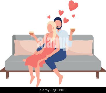 Couple celebrating anniversary semi flat color vector characters Stock Vector