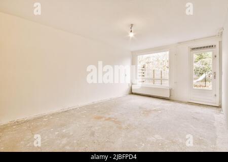 Empty living room in apartment under refurbish work Stock Photo