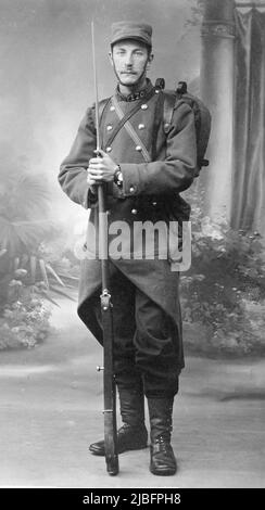 PHOTO ANCIENNE SOLDAT Militaire Armee Guerre Poilu Wwi 1918 Studio