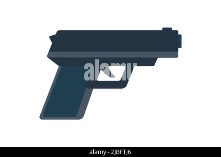 Gun pistol weapon flat icon isolated on white Stock Vector
