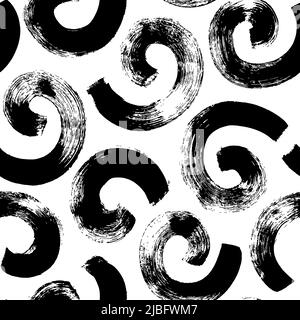 Black paint swirled bold line seamless pattern. Stock Vector