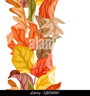 Seamless floral pattern with autumn foliage. Background of falling leaves. Stock Vector