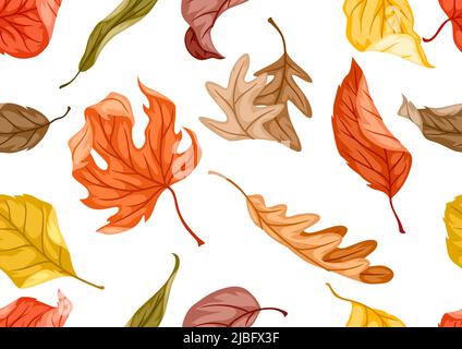 Seamless floral pattern with autumn foliage. Background of falling leaves. Stock Vector